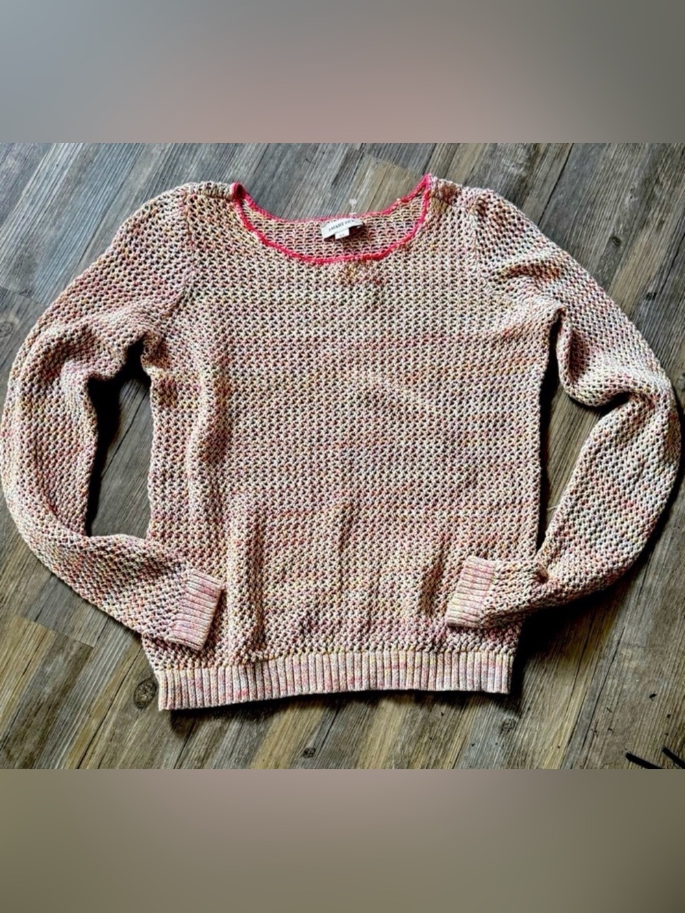 Vintage Smart Set open-stitch crew neck mesh sweater size small